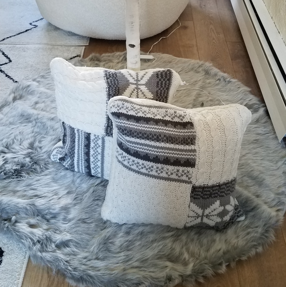 POTTERY BARN Winter FairIsle Sherpa pillowcovers